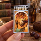 Mucha Fruit Matchbox | Alphonse Mucha Art Matches | Decorative Matches for Candles & Incense | Art Nouveau Home Decor Gift