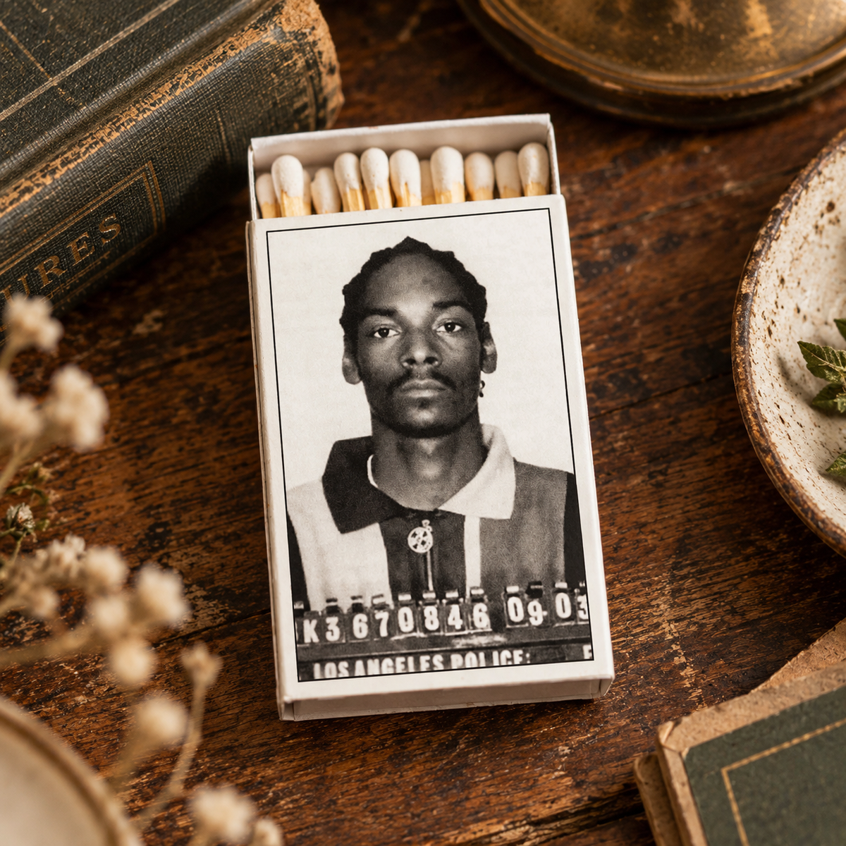 West Coast Rap Legend Mug Shot Matchbox, Unique Home Decor Gift