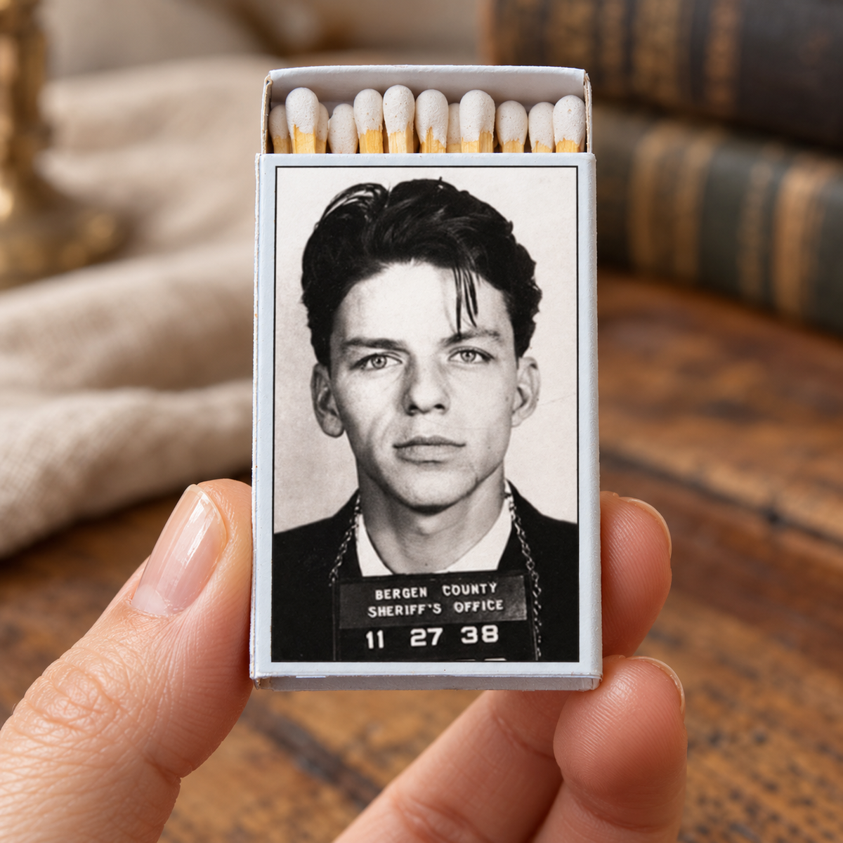 Classic Crooner Mug Shot Matchbox, Vintage Inspired Home Decor