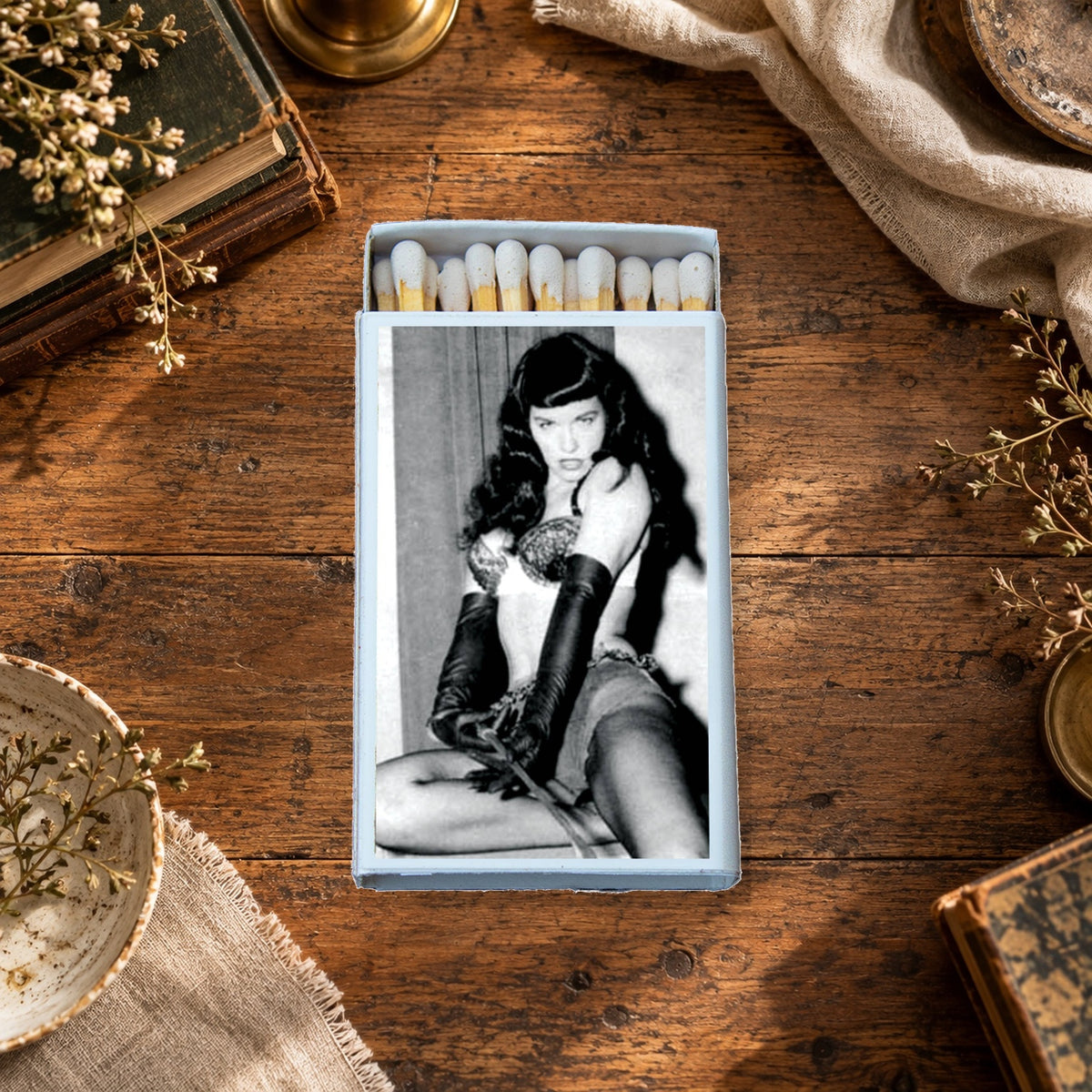 Vintage Pin-Up Icon Matchbox, Retro Glam Home Decor