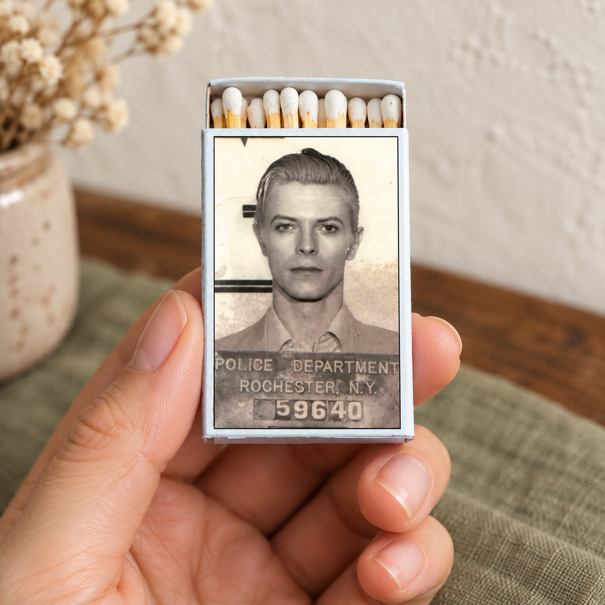 Glam Rock Legend Mug Shot Matchbox, Vintage Music Home Decor