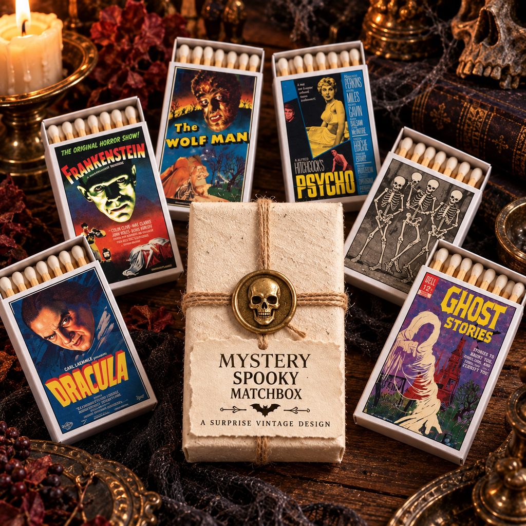 Mystery Spooky Matchbox | Intuitively Chosen Halloween & Vintage Horror Matches | Gothic Candle Matchbox Gift