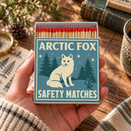 Arctic Fox Safety Matches | Camp Critters Matchbox | Winter Woodland Decor | Candle Matches | Made in USA