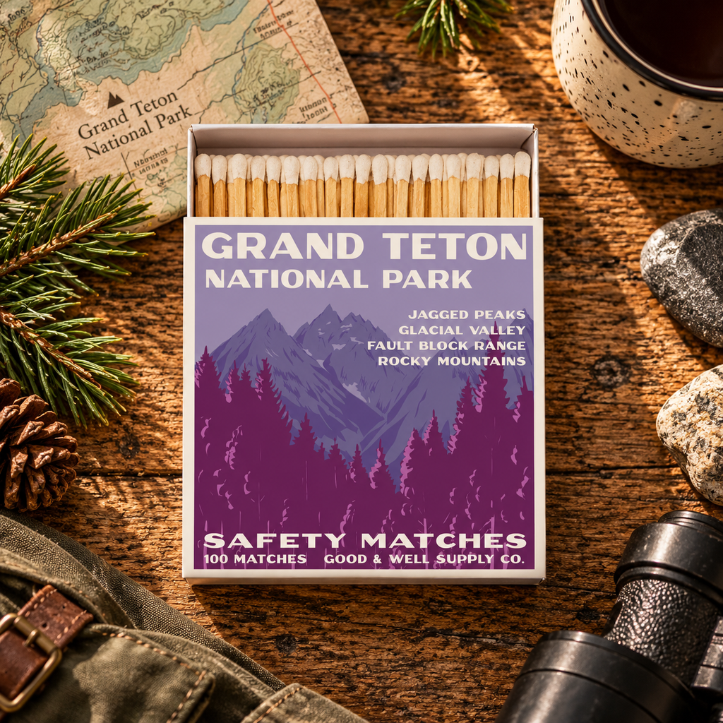 Grand Teton National Park Safety Matches | Vintage National Park Matchbox | Mountain Cabin Decor | Candle Matches | Made in USA