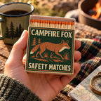 Campfire Fox Safety Matches | Camp Critters Matchbox | Woodland Candle Matches | Rustic Cabin Decor | Made in USA