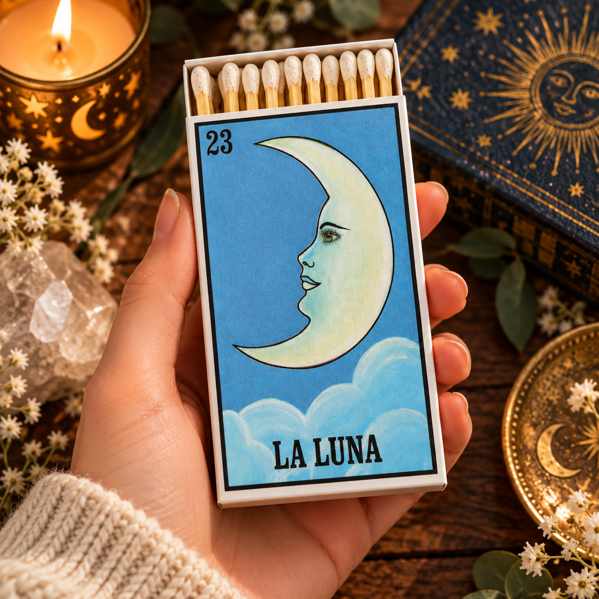La Luna Lotería Matchbox – 4-Inch Candle Matches, Limited Edition