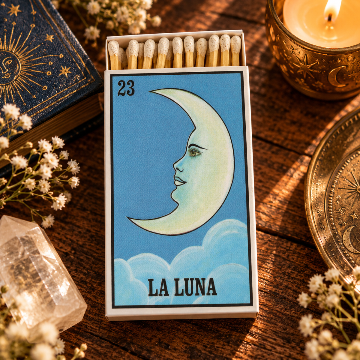 La Luna Lotería Matchbox – 4-Inch Candle Matches, Limited Edition