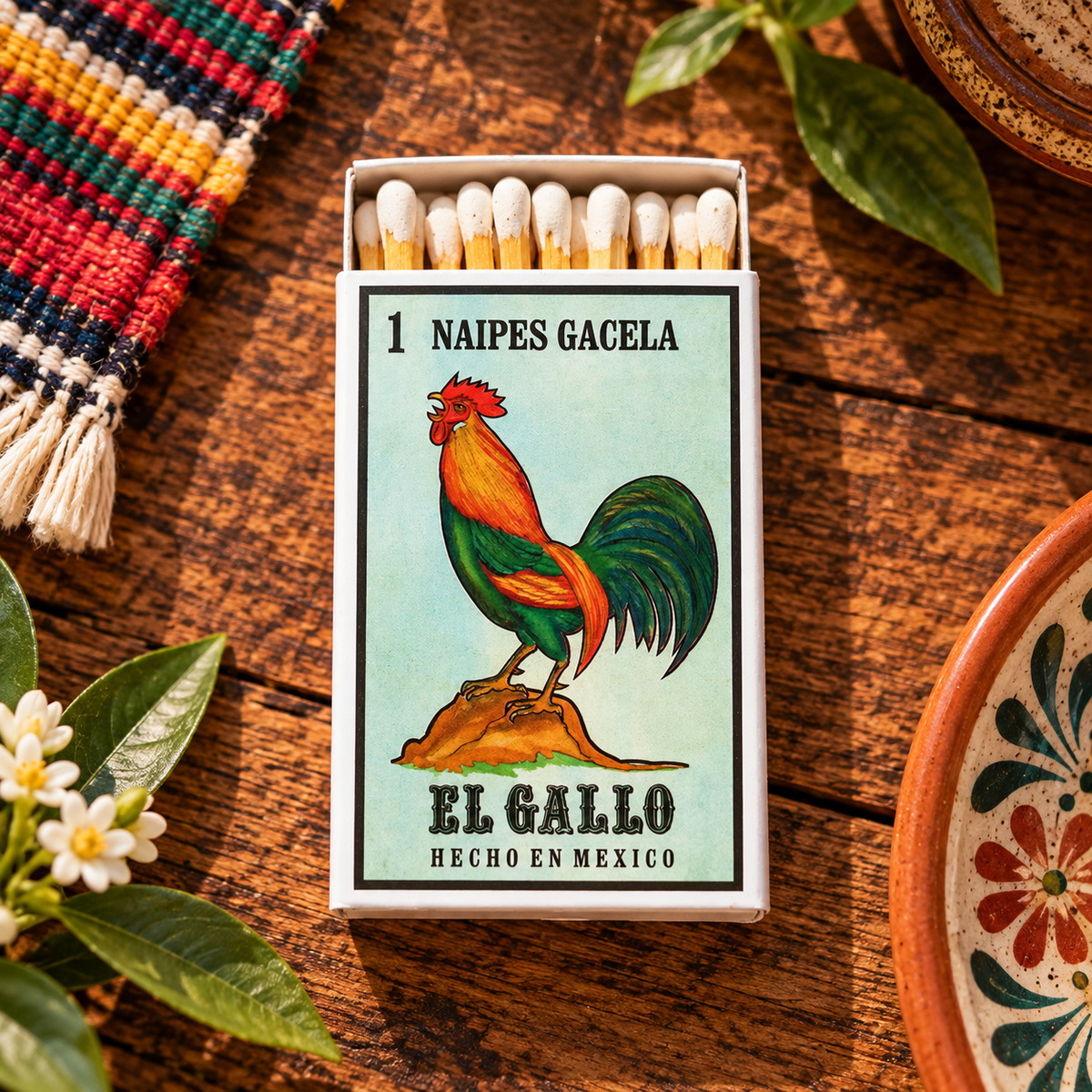 Loteria El Gallo Matchbox Holder | Decorative Matches for Candles & Incense | Mexican Folk Art Home Decor | Unique Gift Idea