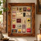 Large Vintage Matchbook Shadow Box Wall Art | Framed Matchbook Collection Display | Retro Hotel, Casino & Restaurant Memorabilia