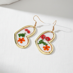 Clear Encased Botanical Geometric Drop Earrings, Real Dried Flower Resin Jewelry, Nature Inspired Gift for Her