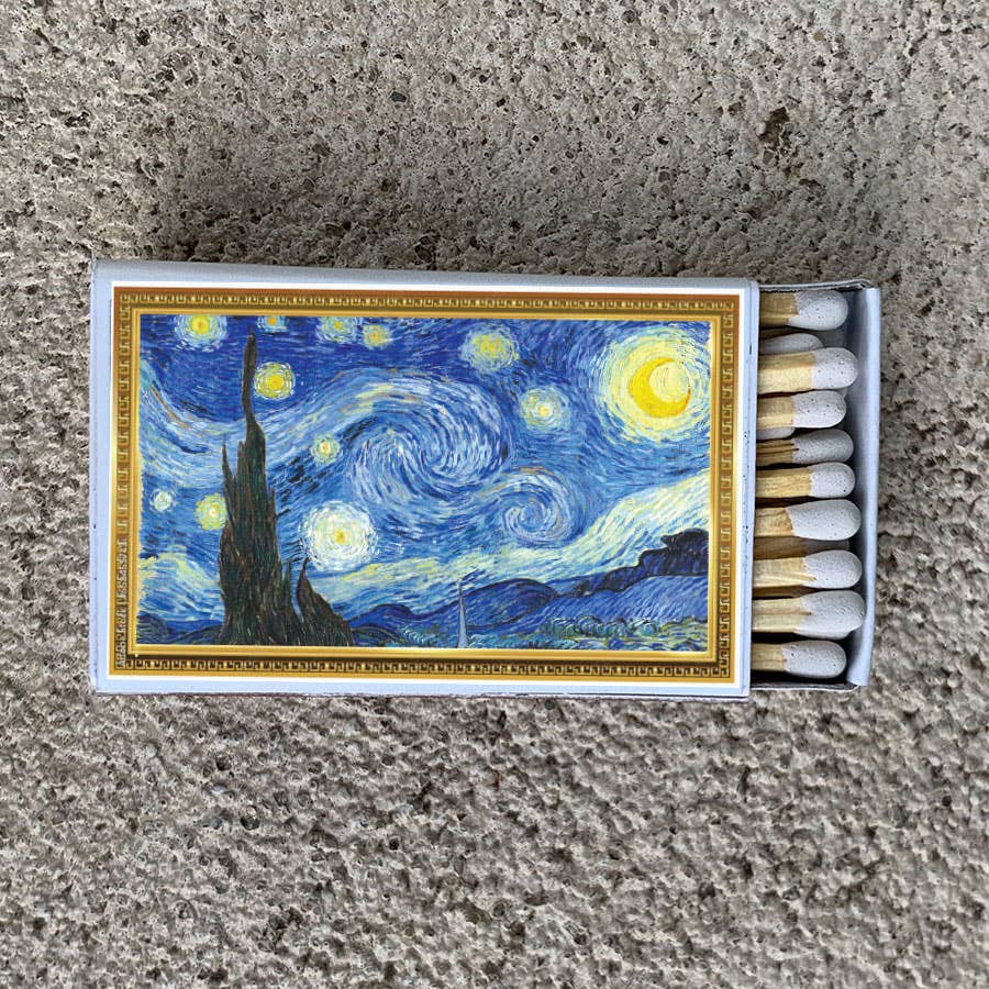 Van Gogh Starry Night Matchbox – Art-Inspired Candle Matches, Museum Lover Gift, Artistic Home Décor