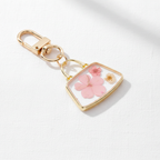 Assorted Pink Botanical Bag and Key Charm, Floral Resin Keychain, Nature Inspired Purse Charm, Gift for Her