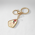Preserved Flower and Stone Keychain Charm, Geometric Botanical Resin Accessory, Nature Inspired Gift