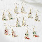 Dried Flower Cowboy Boot Dangle Earrings, Western Floral Earrings, Botanical Resin Jewelry, Cowgirl Gift for Her