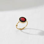 Black Dried Flower Adjustable Ring, Geometric Botanical Resin Jewelry, Nature Inspired Gift for Her