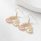 Colorful Dried Flower Resin Drop Earrings, Botanical Floral Jewelry, Nature Inspired Dangle Earrings, Gift for Her