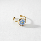 Adjustable Preserved White Botanical Ring, Floral Resin Jewelry, Nature Inspired Gift for Her