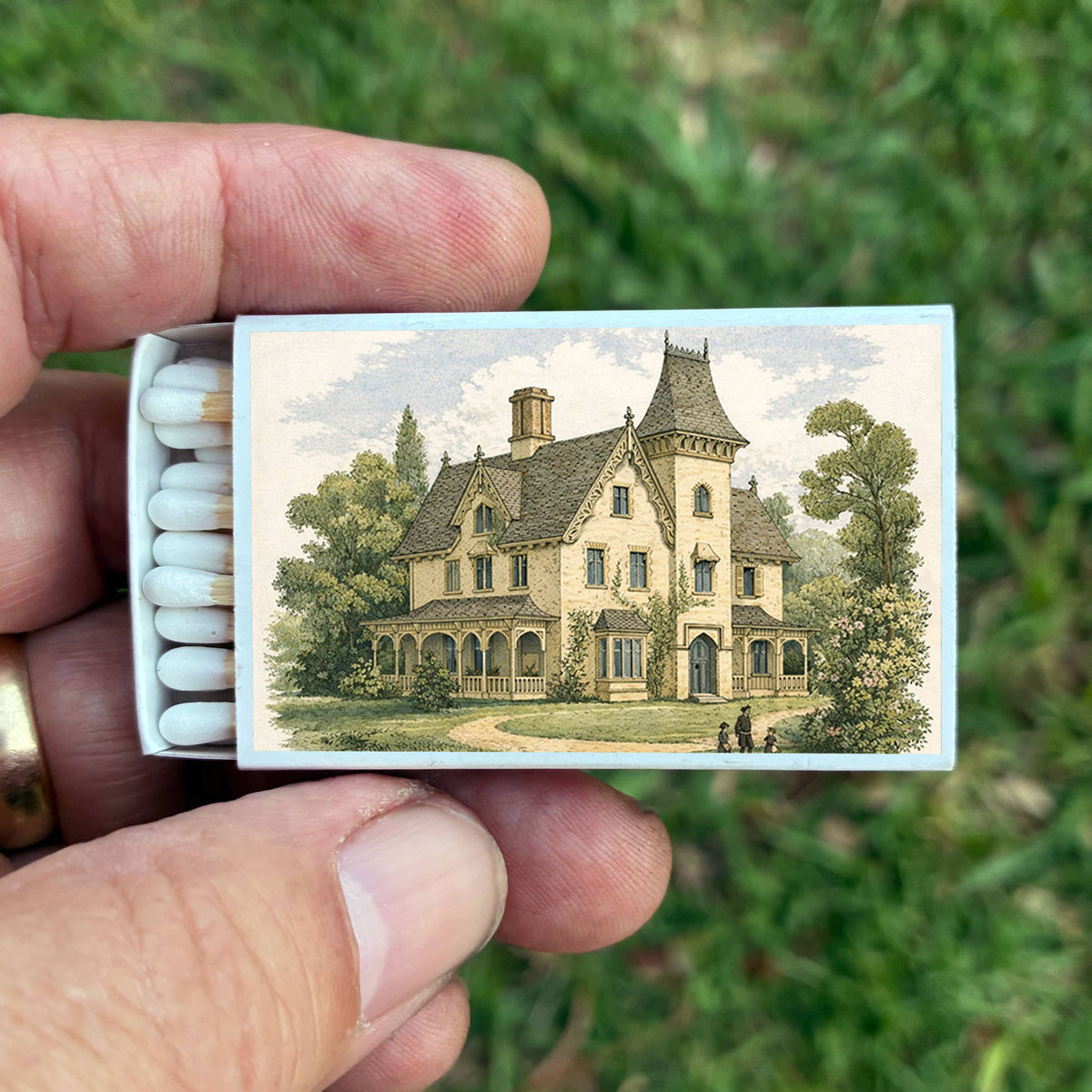 Victorian Home Matchbox | Decorative Matches for Candles & Incense | Vintage Home Decor Accessory