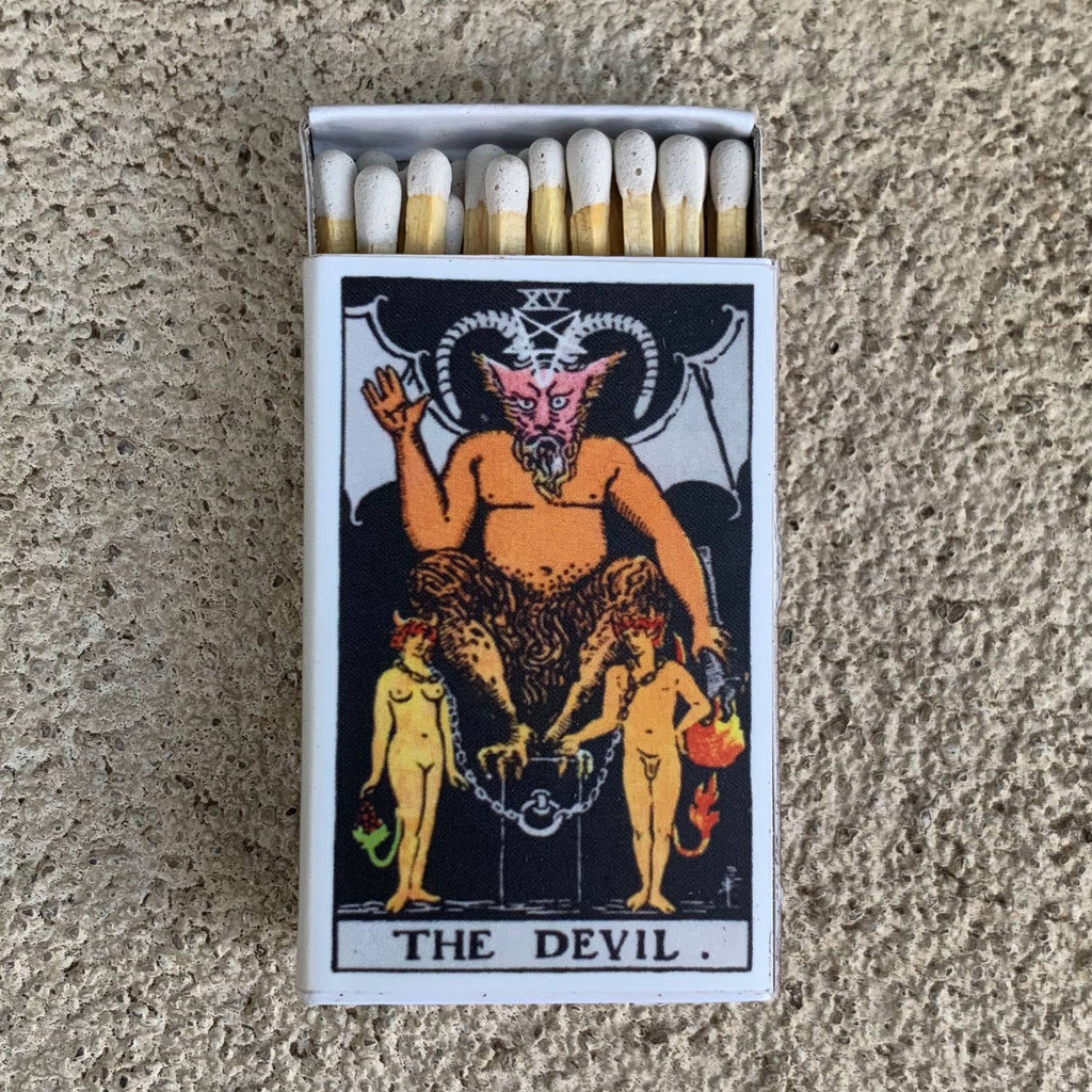 The Devil Tarot Matchbox – Gothic Major Arcana Matches, Witchy Décor, Occult Gift