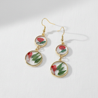 Handcrafted Real Flower Circle Drop Earrings, Botanical Floral Jewelry, Nature Inspired Gift for Her