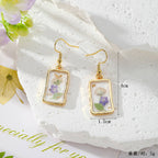 Assorted Botanical Print Geometric Rectangle Drop Earrings, Floral Dangles, Nature Inspired Gift for Her
