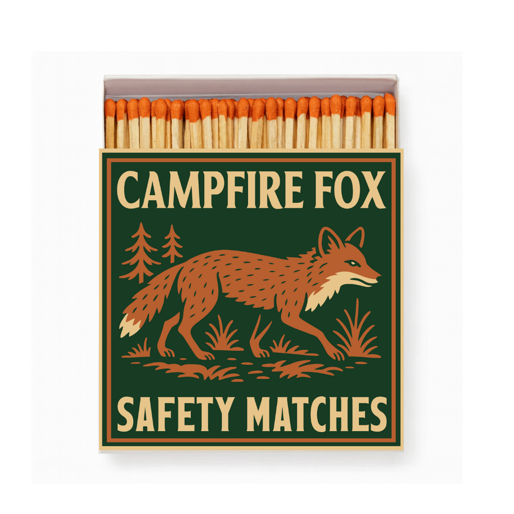 Campfire Fox Safety Matches | Camp Critters Matchbox | Woodland Candle Matches | Rustic Cabin Decor | Made in USA