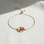 Dried Flower Disc Adjustable Slider Bracelet, Botanical Resin Jewelry, Nature Inspired Bracelet, Gift for Her