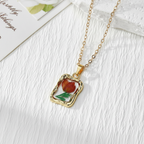 Real Dried Flower Frame Necklace, Adjustable Botanical Resin Pendant, Nature Inspired Gift for Her