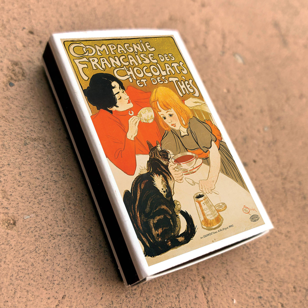 Compagnie Française des Chocolats et des Thés Matchbox | Steinlen Art Matches | Decorative Matches for Candles & Incense | Vintage Home Decor