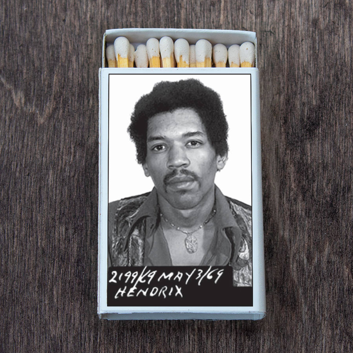 Psychedelic Rock Legend Mug Shot Matchbox | Decorative Matches for Candles & Incense | Retro Music Home Decor