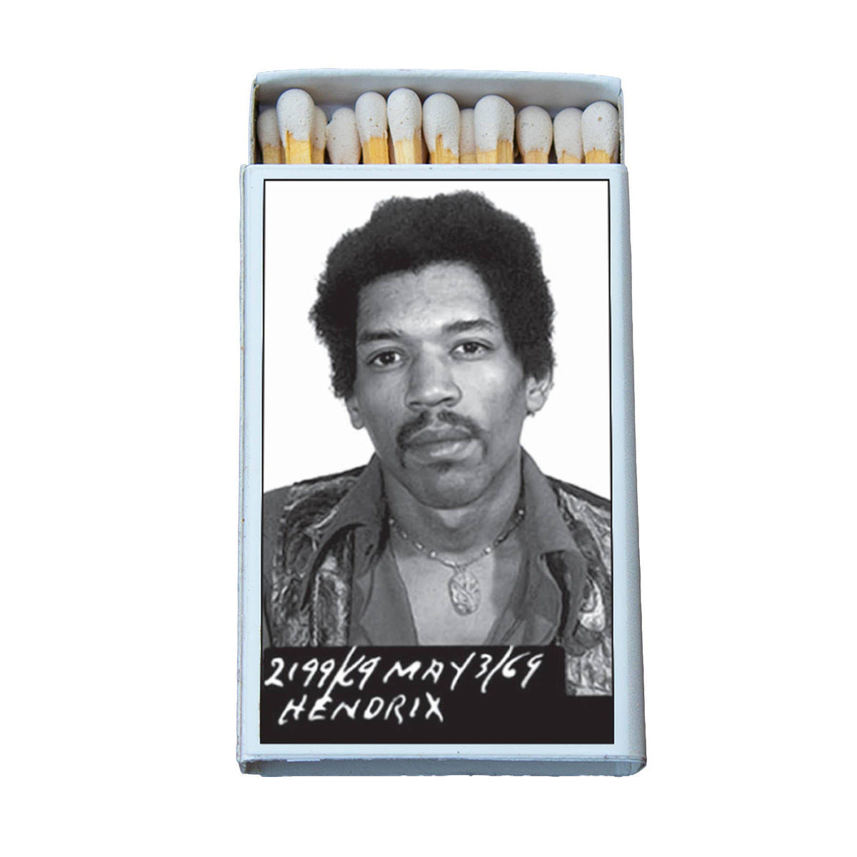 Psychedelic Rock Legend Mug Shot Matchbox | Decorative Matches for Candles & Incense | Retro Music Home Decor