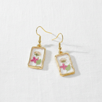Assorted Botanical Print Geometric Rectangle Drop Earrings, Floral Dangles, Nature Inspired Gift for Her