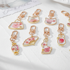 Assorted Pink Botanical Bag and Key Charm, Floral Resin Keychain, Nature Inspired Purse Charm, Gift for Her