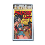 Phantom Lady Comic Matchbox – Vintage Superhero Matches, Retro Pulp Art, Comic Book Gift