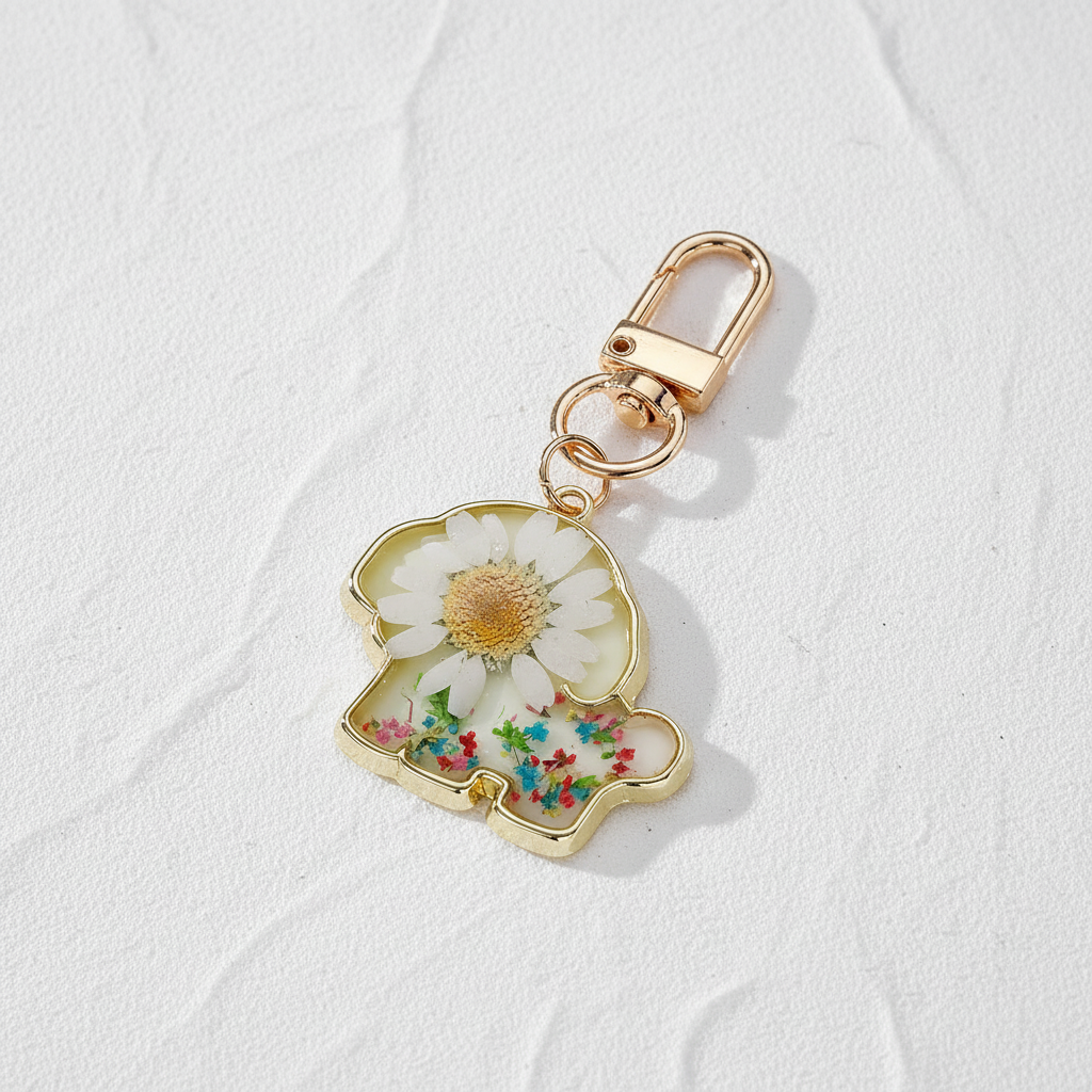 Butterfly Botanical Keychain Charm, Floral Resin Bag Accessory, Nature Inspired Gift for Her