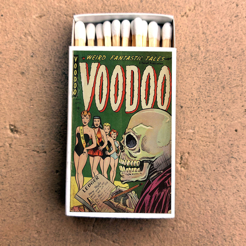 Voodoo Horror Comic Matchbox – Vintage Pulp Art Matches, Gothic Halloween Décor