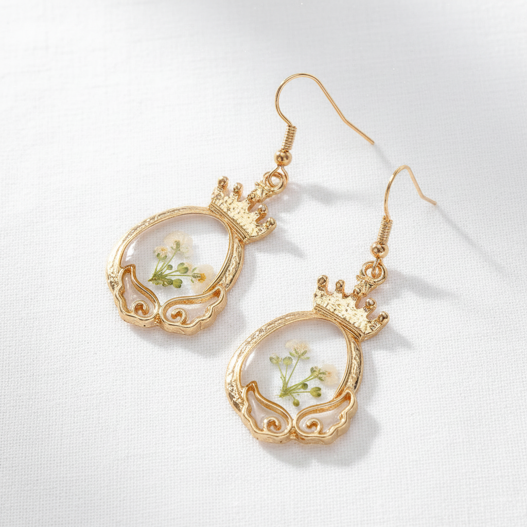 Colorful Dried Flower Resin Drop Earrings, Botanical Floral Jewelry, Nature Inspired Dangle Earrings, Gift for Her