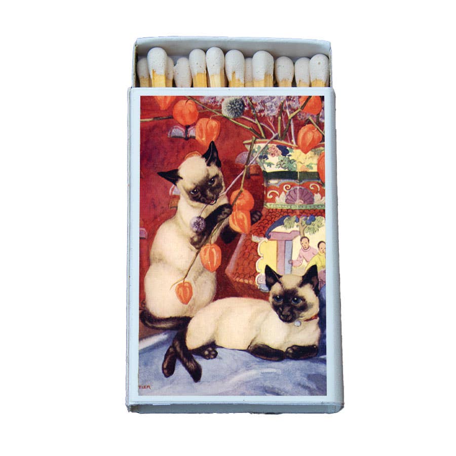 Siamese Cat Matchbox | Decorative Matches for Candles & Incense | Cat Lover Home Decor Gift