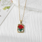Real Dried Flower Frame Necklace, Adjustable Botanical Resin Pendant, Nature Inspired Gift for Her