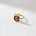 Black Dried Flower Adjustable Ring, Geometric Botanical Resin Jewelry, Nature Inspired Gift for Her