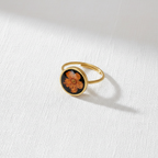 Black Dried Flower Adjustable Ring, Geometric Botanical Resin Jewelry, Nature Inspired Gift for Her