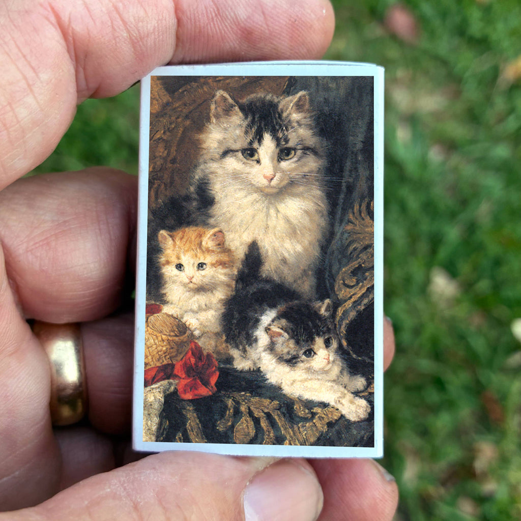 Vintage Cat with Kittens Matchbook, Feline Ephemera, Collectible Advertising Matchcover