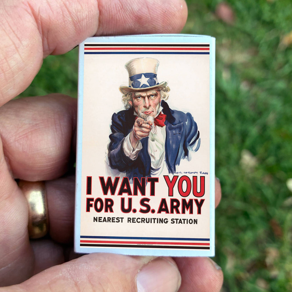 Uncle Sam Matchbox – “I Want You” Vintage Poster Matches, Patriotic Americana Gift