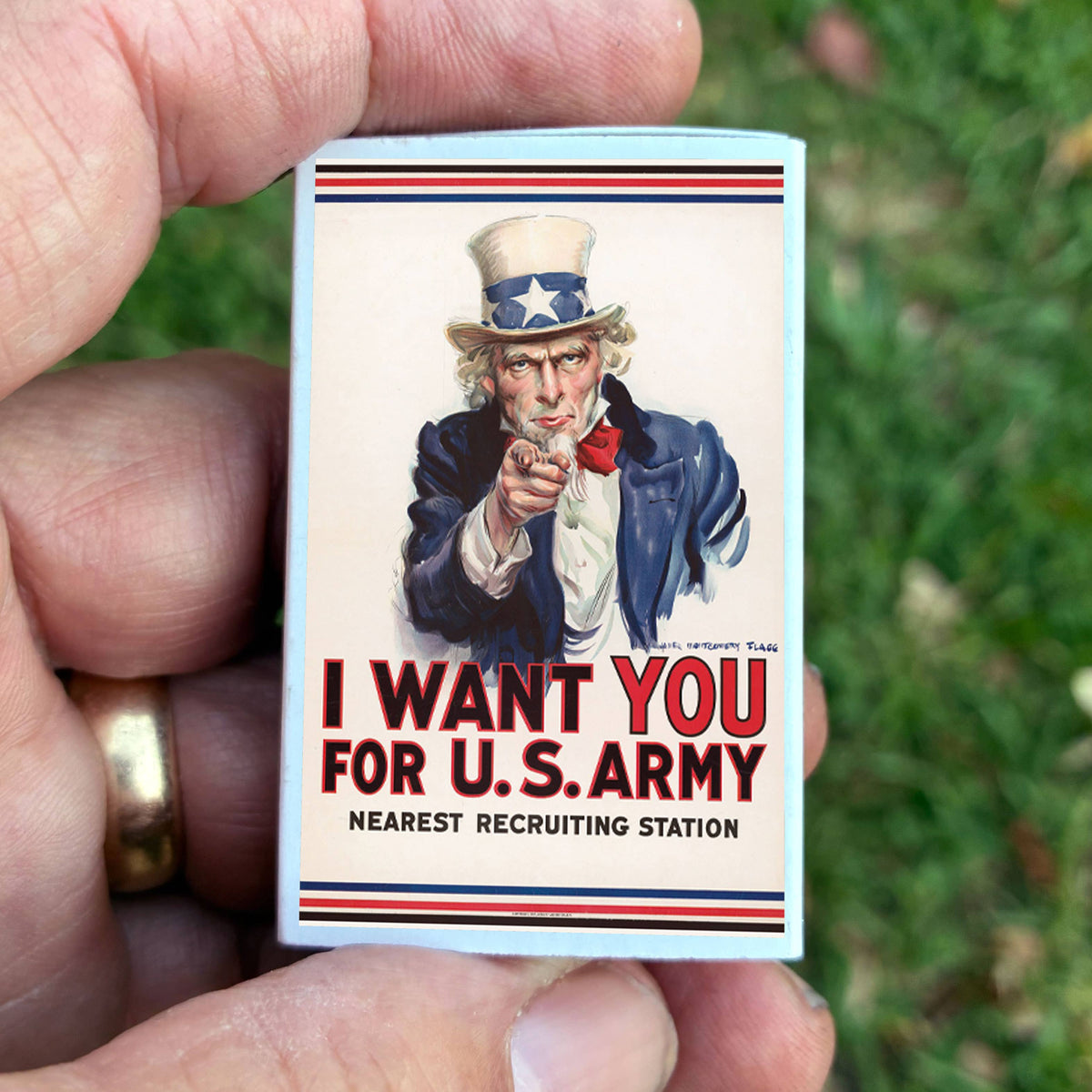 Uncle Sam Matchbox – “I Want You” Vintage Poster Matches, Patriotic Americana Gift
