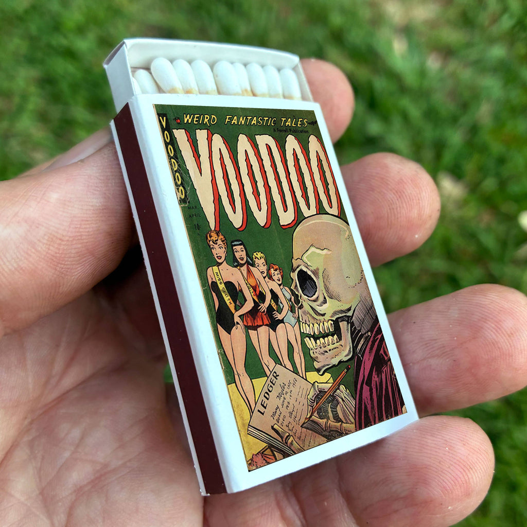 Voodoo Horror Comic Matchbox – Vintage Pulp Art Matches, Gothic Halloween Décor