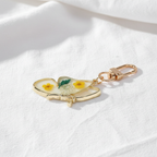 Butterfly Botanical Keychain Charm, Floral Resin Bag Accessory, Nature Inspired Gift for Her