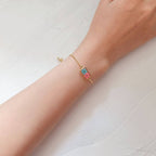 Preserved Geometric Dried Flower Slider Bracelet, Botanical Resin Jewelry, Adjustable Nature Inspired Bracelet, Gift for Her