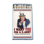 Uncle Sam Matchbox – “I Want You” Vintage Poster Matches, Patriotic Americana Gift
