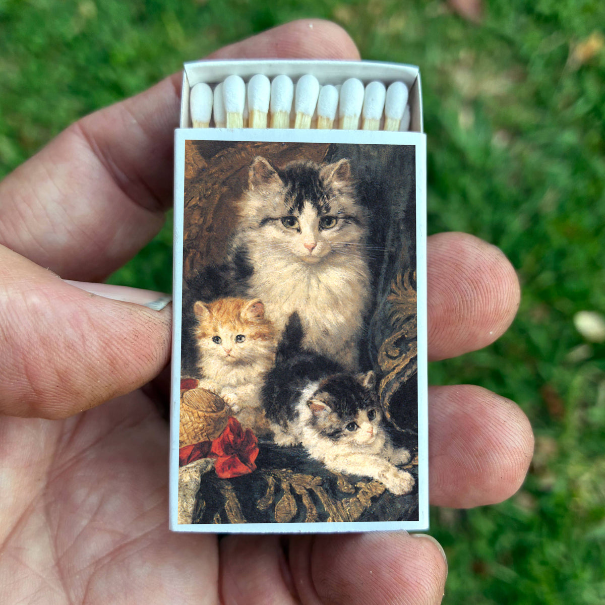 Vintage Cat with Kittens Matchbook, Feline Ephemera, Collectible Advertising Matchcover