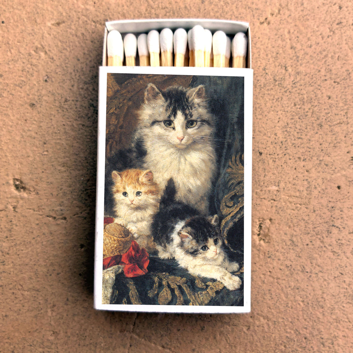 Vintage Cat with Kittens Matchbook, Feline Ephemera, Collectible Advertising Matchcover